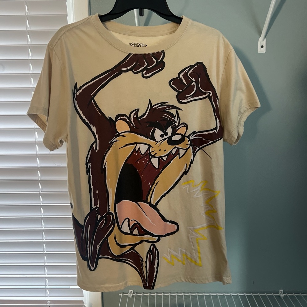 Warner Bros. Cream and Brown Taz Men's Shirt